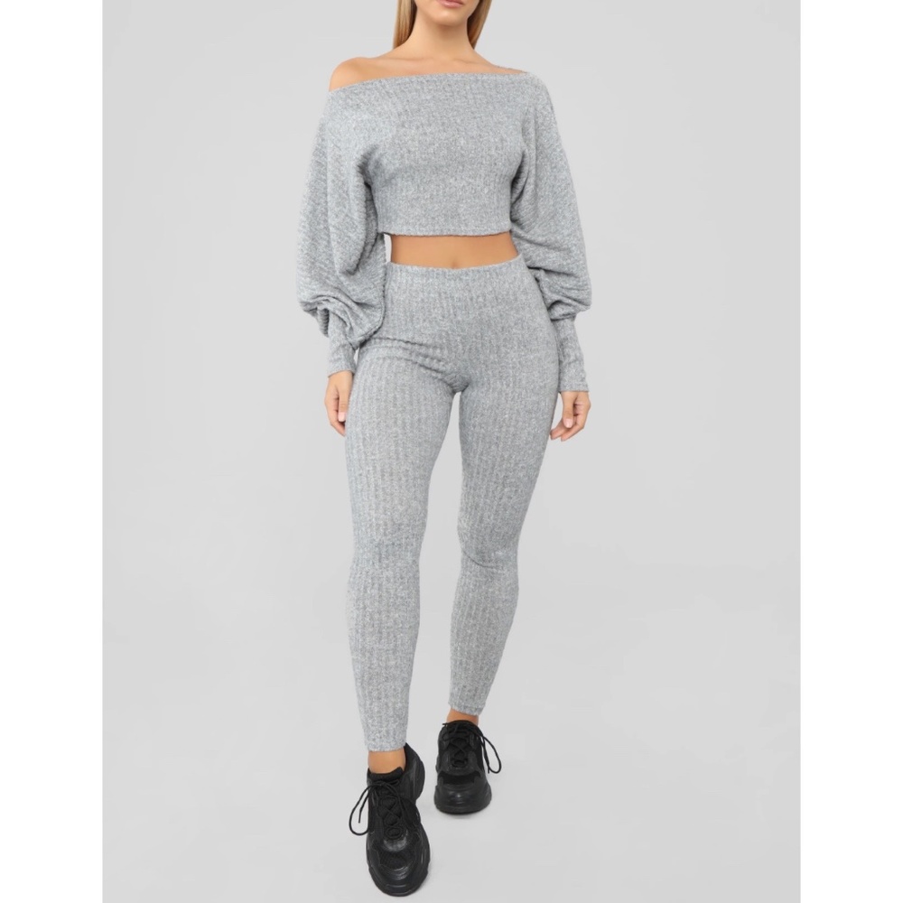 Feelin' Bubbly Pant Set - Heather Grey